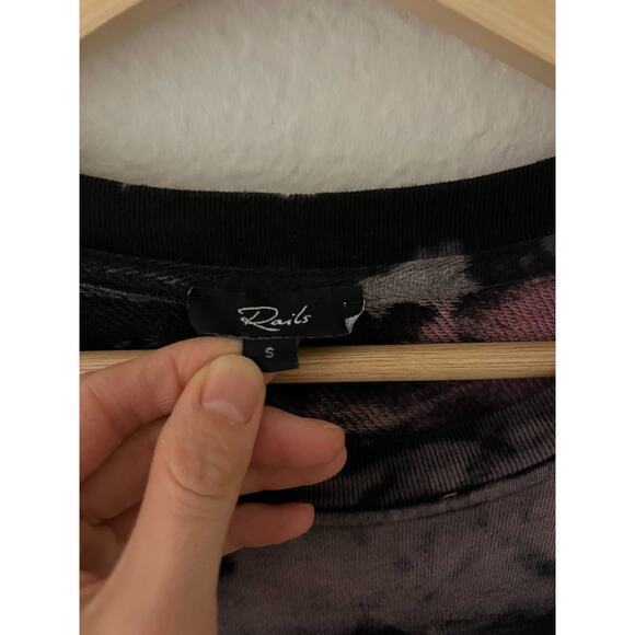 Rails Marlo Black Rainbow Tie-Dye Pullover Sweater Top S Zipper Sides edgy artsy - Picture 6 of 9